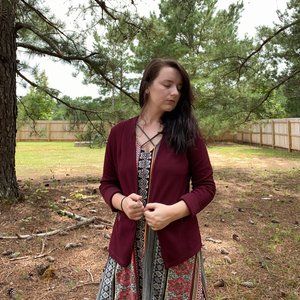 Burgundy lace blazer